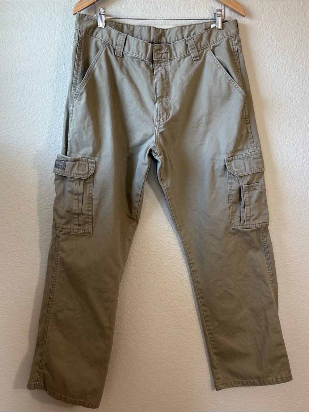 Wrangler Originals Cargo Pants Mens 36x30 Khaki Tan 100% Cotton Relaxed Fit